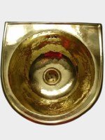 Petite vasque demi lune en cuivre doré marocaine 30 x 30 cm - a encastrer